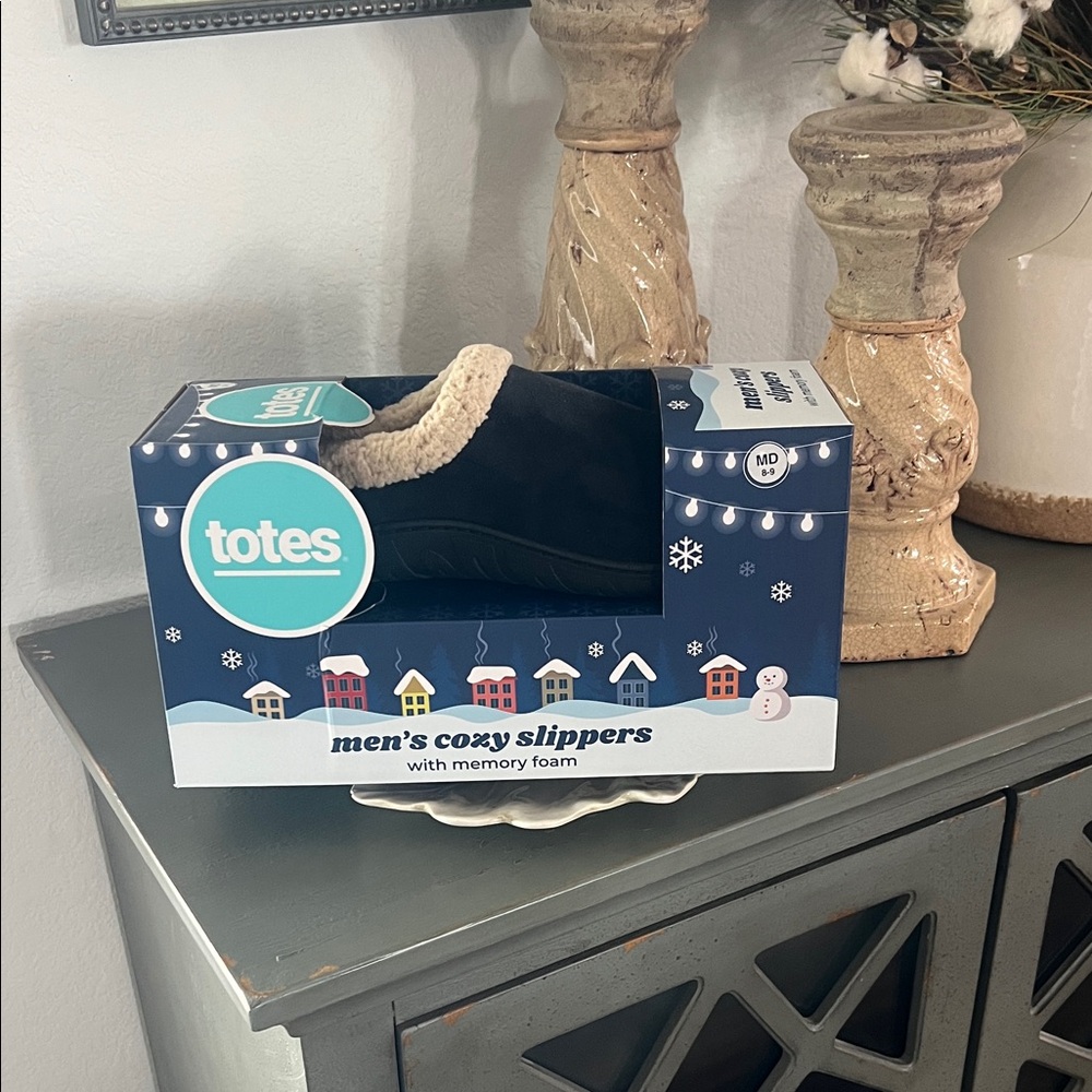 Totes Black Men's‎ Slippers with Memory Foam